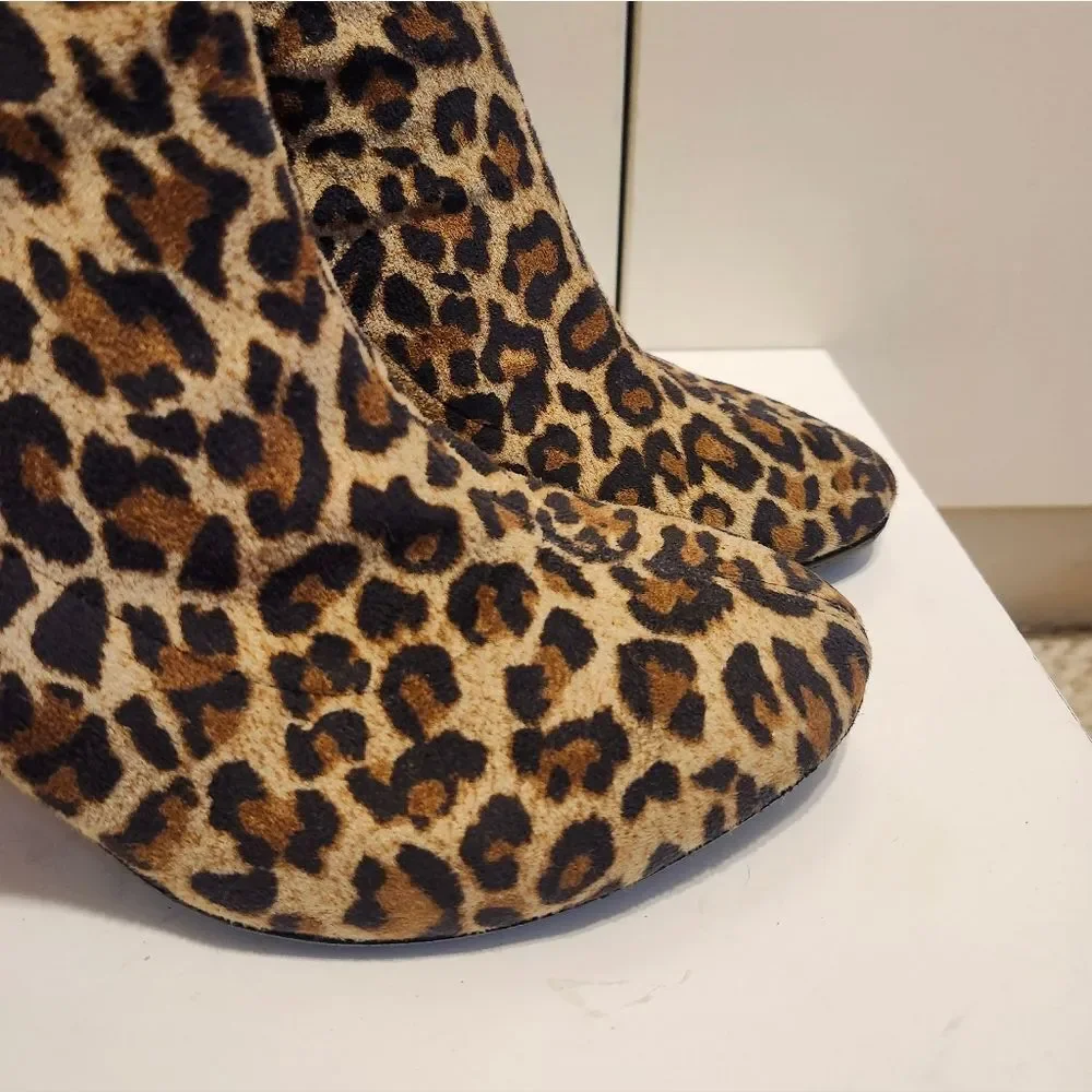 Rare Jean-Michel Cazabat Paris Leopard Stretch Suede Over-the-Knee Boots Sz.8/39